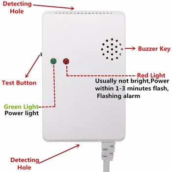 Smart Home Security Lpg Alarm Sensor Meile Uusi Maagaasi Lekke Detektor Tuli Vilkuma Ja 85db Heli Alarm 220v Ac Ck-2008c