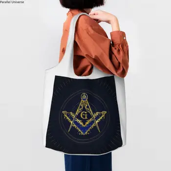 Freemason Kurja Silma Sümbol Toidukaubad Shopping Tassima Kotid Naiste Masonic Mason Lõuend Shopper Õlakott Suure Mahutavusega Käekotid