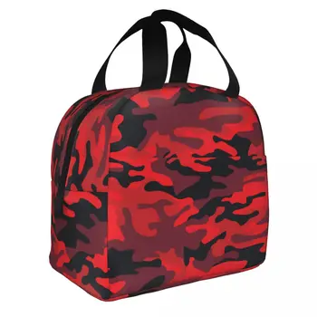Sõjalise Punane Kamuflaaž Isoleeritud Lõuna Kott Suure Mahutavusega Camo Tekstuur Lõuna Konteiner Cooler Bag Lunch Box Tassima Reisi Toidu Kott