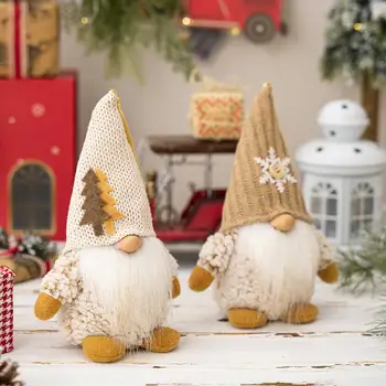 Käsitöö Jõulud Gnome Käsitööna Kootud Jõulud Gnome Nukud koos Teravanurgeliste Mütsid Lumehelves Puid Täis Habe Armas Pool