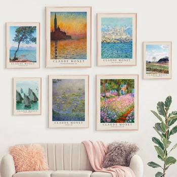 Claude Monet prantsuse Impressionists Näitus Seina Art Abstraktse Vintage Plakatid ja Pildid Seina Pilte elutuba Home Decor