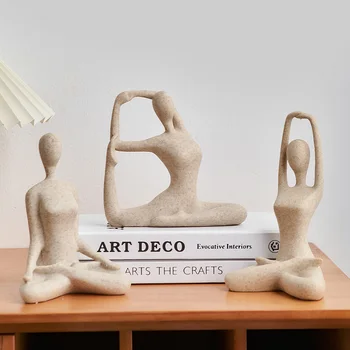Skulptuurid & Kujukeste Interjöör Mini Figuriin Jooga Tüdruk Tuba Decors Esteetiline Vaik Laua Kaunistused Armas Tuba Decor Kuju