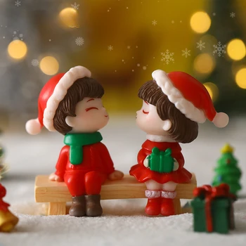 Häid Jõule Paar Kujukeste Kääbus Santa Claus Lumememm Micro Maastiku Kaunistused Kodus Laua Kaunistused