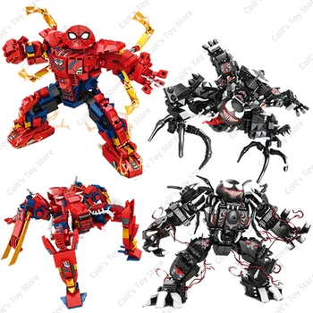 Disney Spider-Man Marvel Avengers Ehitusplokid Superkangelane Ämblikmees Armor Venom Mecha Arvandmed Assamblee Mudel Tellised Lapsed Mänguasjad