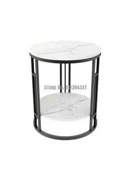 Kerge luksus marmor pool lauda ringi double-layer lihtne, väike diivanilaud, elutoas diivan nurgas tabel Hiina uus raud