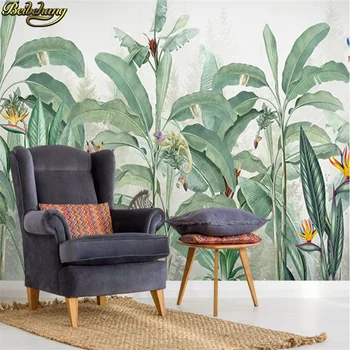 beibehang Custom 3d tapeet seinamaaling käsitsi joonistatud vintage troopiliste vihmametsade taimede ja loomade Kagu-Aasia taustaga seina
