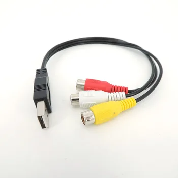 25cm USB A Male Pistik 3 RCA-3RCA Naine AV Adapter Audio Converter-liides Video, A/V Kaabel traat HDTV TV Televisiooni Juhe