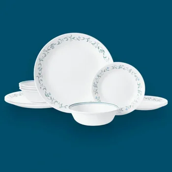 Dinnerware Määrata Riigi Suvila Valge ja Sinine 12 Töö Dinnerware Komplekt Keraamiline Kauss Lauanõud