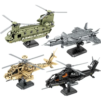Sõjalise Kaasaegne AH-64 Apache Võitleja CH-47 Chinook Helikopter J-20 Õhusõiduki Building Blocks Komplekti Mudel Nukud Telliskivi Lapsed Mänguasjad