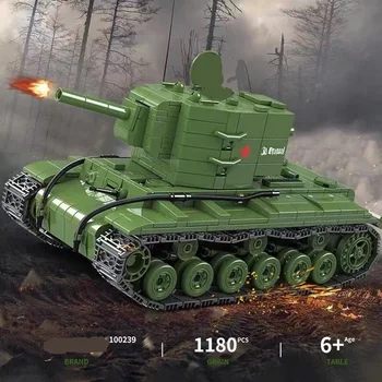 Ehitusplokid WWW II sõjalise seeria 100239KV-2 raske tank, puzzle kokkupanek mudel mänguasi poistele ja tüdrukutele