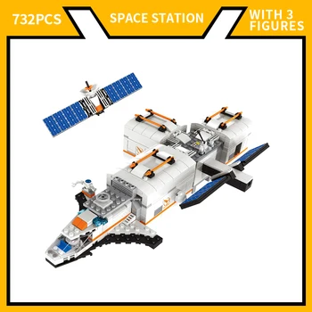 732PCS kosmosejaama ehitusplokid Plastikust Spaceport Tellised Lennuki Robot Mdoel Komplekt Lastele Mänguasju Bithday Kingitus
