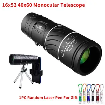 Võimas Monocular Teleskoobi 16x52 40x60 pikamaa HD Määrimine Ulatus Super Zoom Monocular Optiline sihik Telkimine Kalapüük