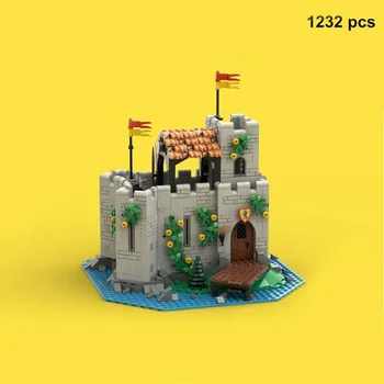 1232PCS KES Keskaja Piraat Lõvi Rüütlid' Outpost Lossi Mudel ehitusplokid DIY Koguda Telliseid Lapse Mänguasjad puhkus Kingitused