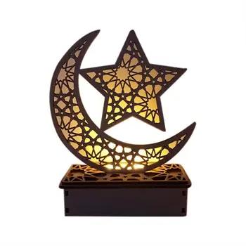 Eid Mubarak Teenetemärgi LED Puidust Kuu Kaunistused DIY Ramadan Teenetemärgi Kodus Islami Festival Juhul Pool Tarvikud