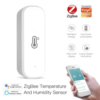 Hääljuhtimine Sise-Hygrometer Smart Temperatuuri Andur Zigbee Smart Home Security Tööd Alexa Google ' I Kodu Kaasaskantav