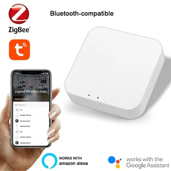 Tuya Smart Gateway Hub ZigBee+BT+2.4 G WIFI Smart Home Bridge Wireless pult Töötab Alexa Google Kodu