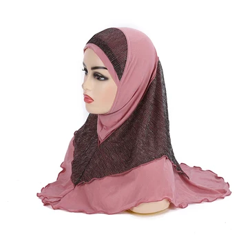 H076 Täiskasvanute või big girls, keskmise suurusega 70*60cm palvetada hijab moslemi hijab sall islami headscarf müts amira tõmba headwrap