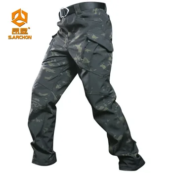 Talvel fliis softshell tactical püksid meeste hingav IX9 sõjalise fänn väljas cargo püksid venitada sirge koolitus püksid