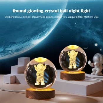 Crystal Ball Öö Valguses USB Plug-in 3D Planeetide Lamp Valgustus Kaunistused Puhkus Kingitus Home Decor Uuringu Laud
