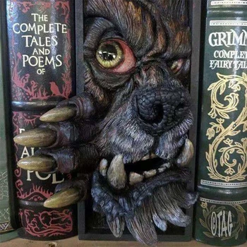 Halloween 3D Monster Raamaturiiul Skulptuur Ornament Loominguline Vaik Raamaturiiul Teenetemärgi Halloween Õudus Desktop Bookend Kuju