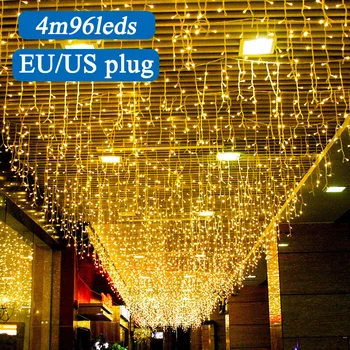 Jõulud String LED Tuled Droop 0.4-0.6 m Holiday Valgustus Pulmapidu Kardin Icicle Light Street Aed Väljas Decor