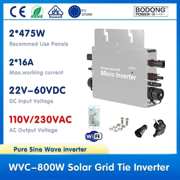 Mikro-Inverter 800w Ac Output 110V/230V Auto.Grid Tie Päikese Inverterid Koos EU Pistik Tuya APP WIFI Ekraan