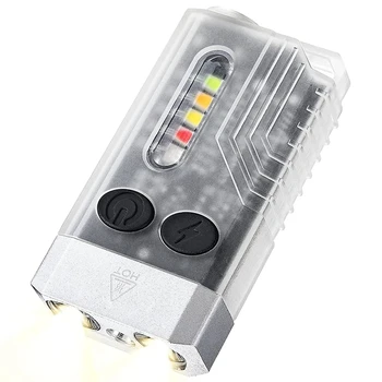 1 Tükk Mini LED Taskulamp Võtmehoidja, Laetav Tasku Tõrvik Väike, Võimas Taskulamp IPX4 14 Režiimid