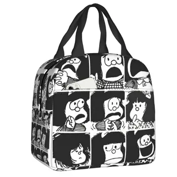 Anime Ruuduline Mafalda Tekk Isoleeritud Lõuna Kott Quino Armas Kawaii Kaasaskantav Termilise Külmik Toidu Lunch Box Kooli Lapsed