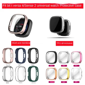 Screen Protector puhul Fitbit Mõttes 2 Versa 4 Versa4 Smartwatch Täieliku Katvuse PC Kate Pestav Kaitseraua Shell Nahk