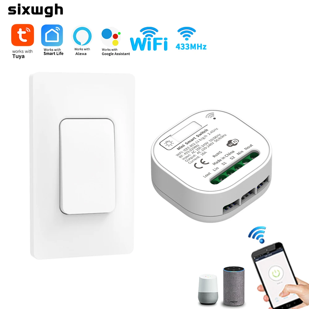 Tuya WiFi Smart Switch Juhtmeta pult, Taimer Valguse Lüliti Tööd Alexa Tulede Lüliti Smart Home Nupp . ' - ' . 0
