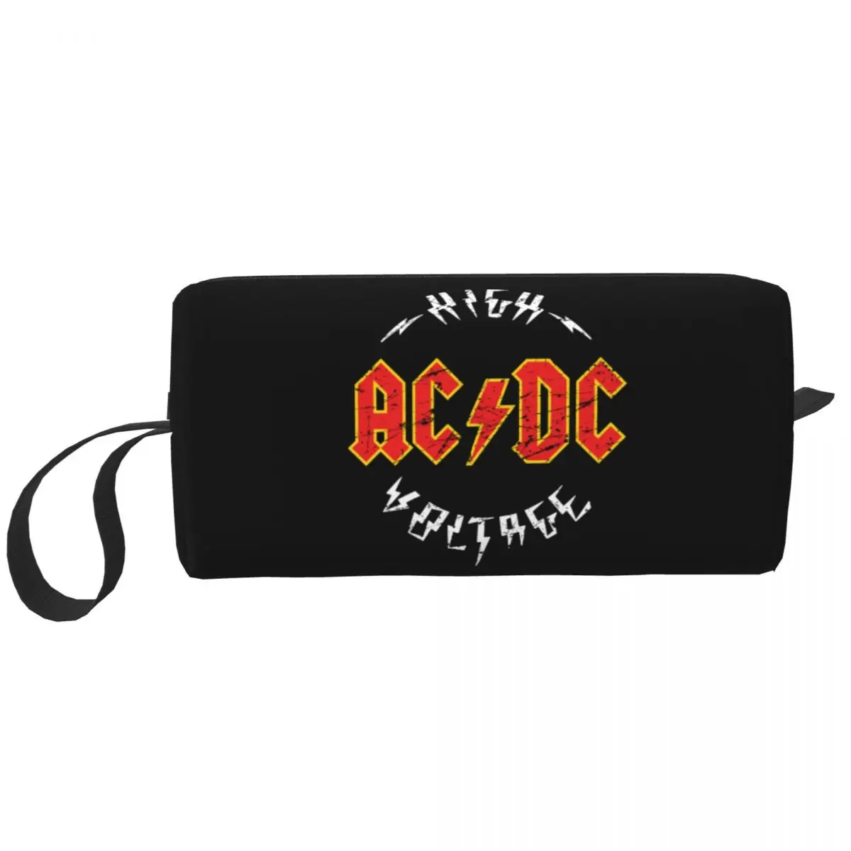 Travel AC DC kõrgepinge Tualett-Kott Armas Rock Heavy Metal Bänd Meik Kosmeetika Korraldaja Ilu Säilitamine Dopp Komplekt Box . ' - ' . 0