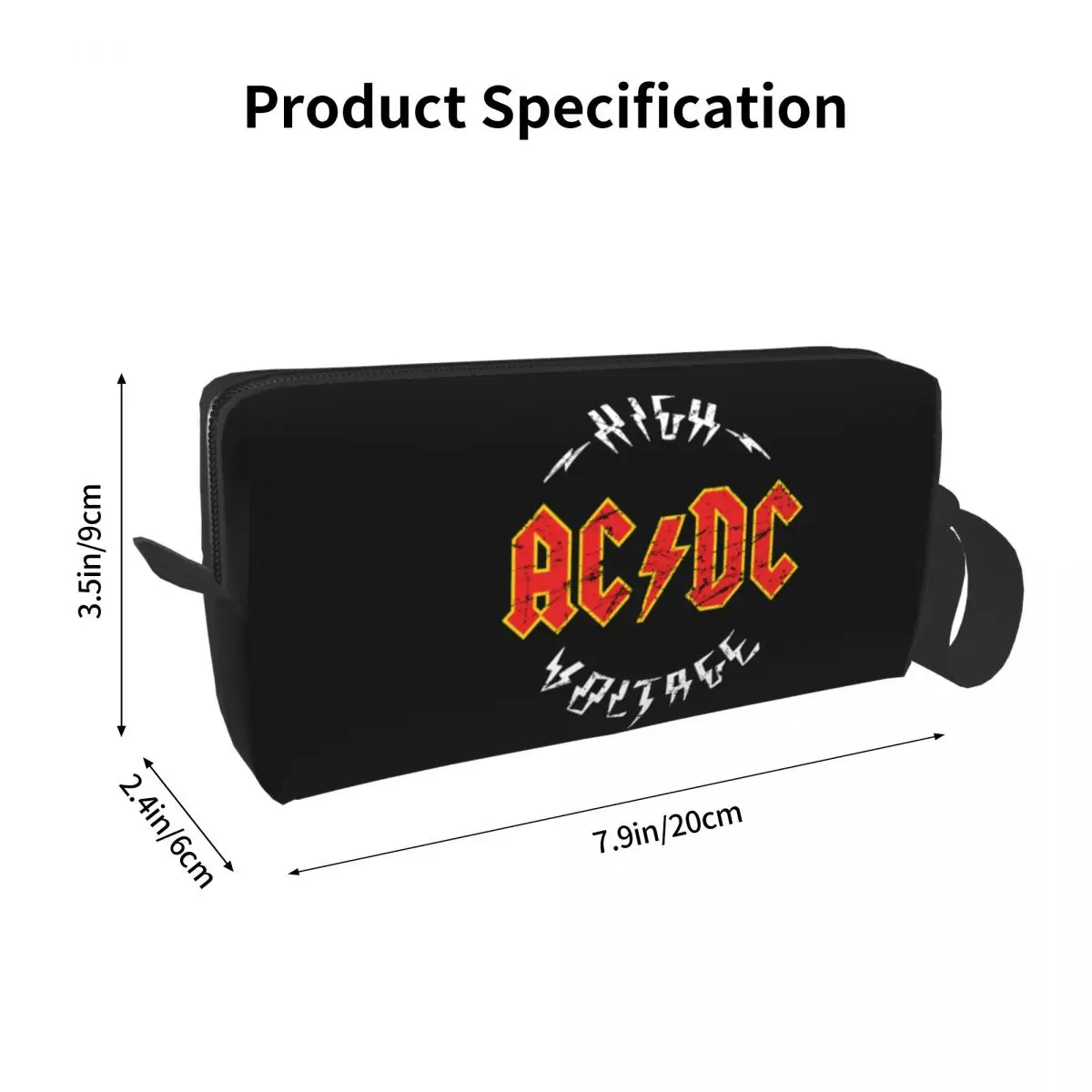 Travel AC DC kõrgepinge Tualett-Kott Armas Rock Heavy Metal Bänd Meik Kosmeetika Korraldaja Ilu Säilitamine Dopp Komplekt Box . ' - ' . 5
