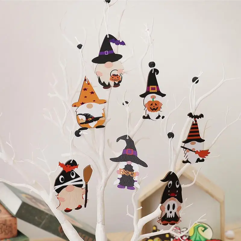 Gnome Halloweeni Dekoratsioonid Hangable Tree Kaunistused 27Pcs Gnome Puidust Halloween Teenetemärgi Halloween Pool Talumaja . ' - ' . 2